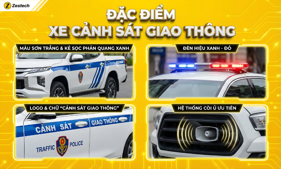 Xe cảnh sát giao thông: Tổng hợp các loại xe & Quy định mới 2 Đặc điểm xe cảnh sát giao thông tại Việt Nam