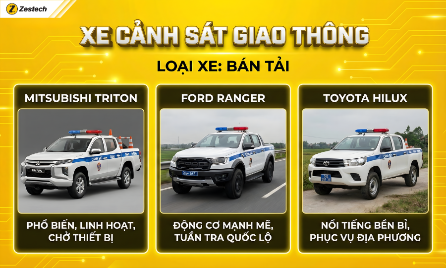 Xe cảnh sát giao thông: Tổng hợp các loại xe & Quy định mới 3 Các dòng xe bán tải chuyên dụng làm xe cảnh sát giao thông
