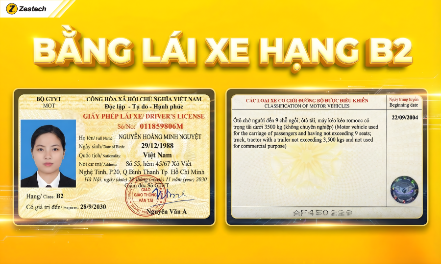 Bằng B2 lái xe gì? Quy định 2026 & so sánh với bằng hạng B