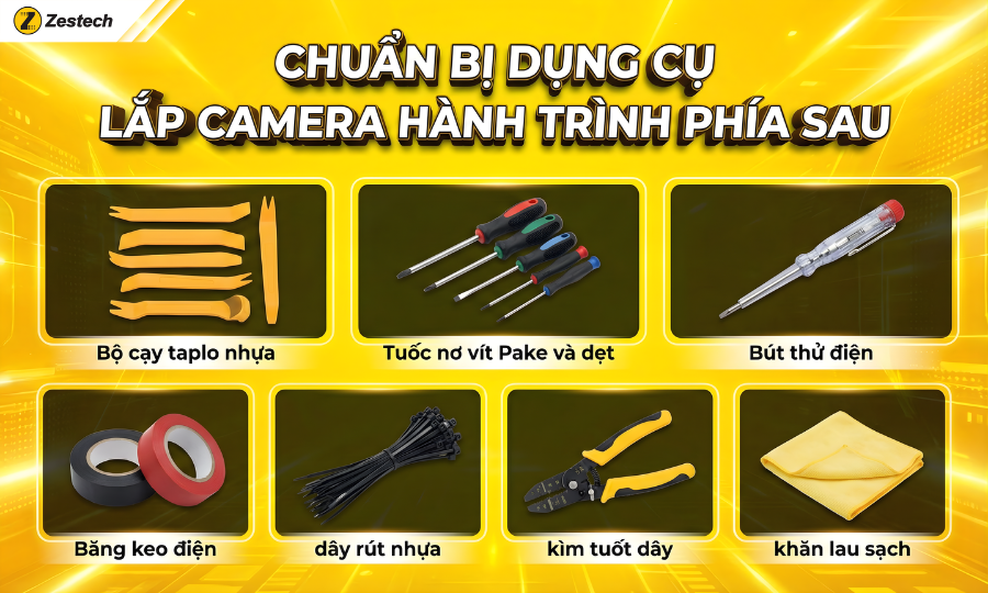 Hướng dẫn cách lắp camera hành trình phía sau đơn giản tại nhà 2 Các dụng cụ cần thiết để thực hiện cách lắp camera hành trình phía sau