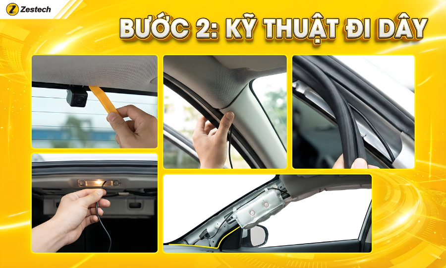 Hướng dẫn cách lắp camera hành trình phía sau đơn giản tại nhà 5 Bước 2: Kỹ thuật đi dây trong quy trình cách lắp camera hành trình phía sau