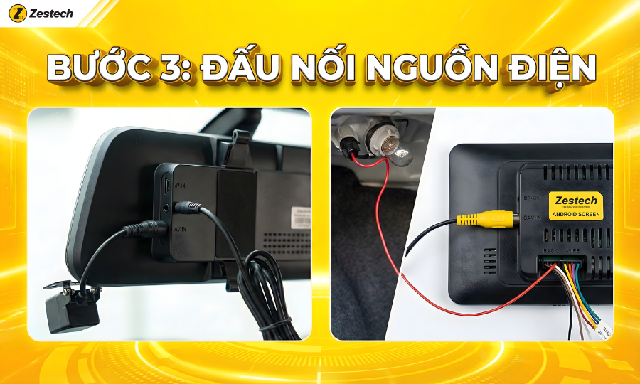 Hướng dẫn cách lắp camera hành trình phía sau đơn giản tại nhà 6 Bước 3: Đấu nối nguồn điện và hoàn thiện cách lắp camera hành trình phía sau