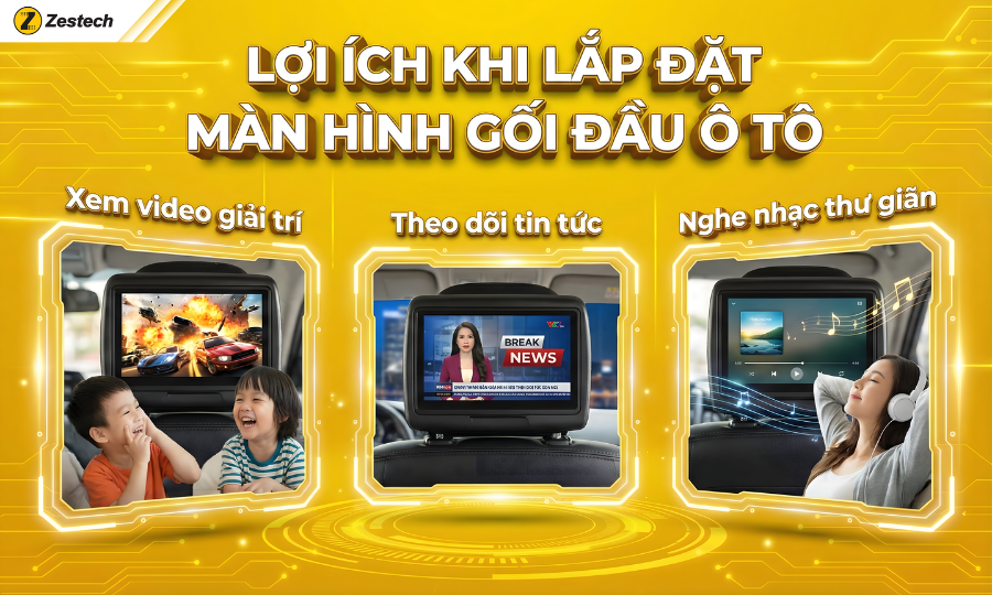 Màn hình gối đầu ô tô: Top 5+ lợi ích & kinh nghiệm lắp đặt 2 Những lợi ích vượt trội khi lắp màn hình gối đầu ô tô