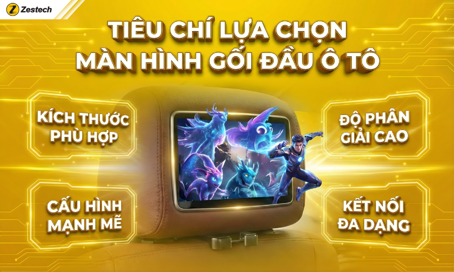 Màn hình gối đầu ô tô: Top 5+ lợi ích & kinh nghiệm lắp đặt 7 Tiêu chí chọn mua màn hình gối đầu ô tô android chất lượng