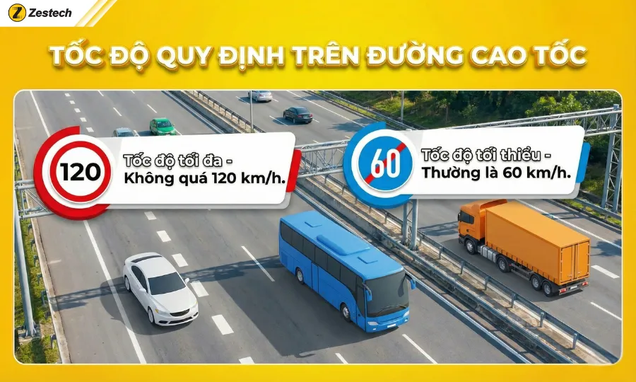 Tốc độ tối đa xe cơ giới 2026 & Mức phạt theo Nghị định 168 2 Tốc độ quy định khi đi trên đường cao tốc