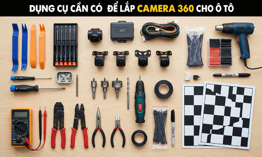 Hướng dẫn tự lắp Cam 360 ô tô tại nhà chuẩn xác nhất 3 Chuẩn bị dụng cụ thi công lắp cam 360 ô tô chuyên dụng