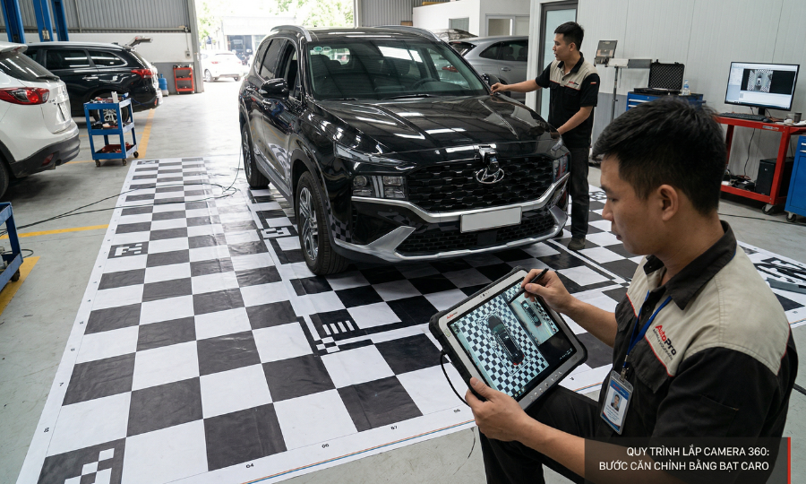 Hướng dẫn tự lắp Cam 360 ô tô tại nhà chuẩn xác nhất 6 Căn chỉnh hình ảnh cam 360 ô tô bằng bạt caro