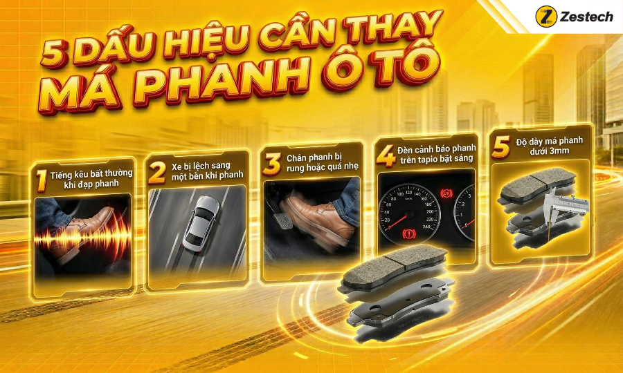 Má phanh ô tô là gì? 5 dấu hiệu cảnh báo cần thay 3 Dấu hiệu cần thay má phanh ô tô