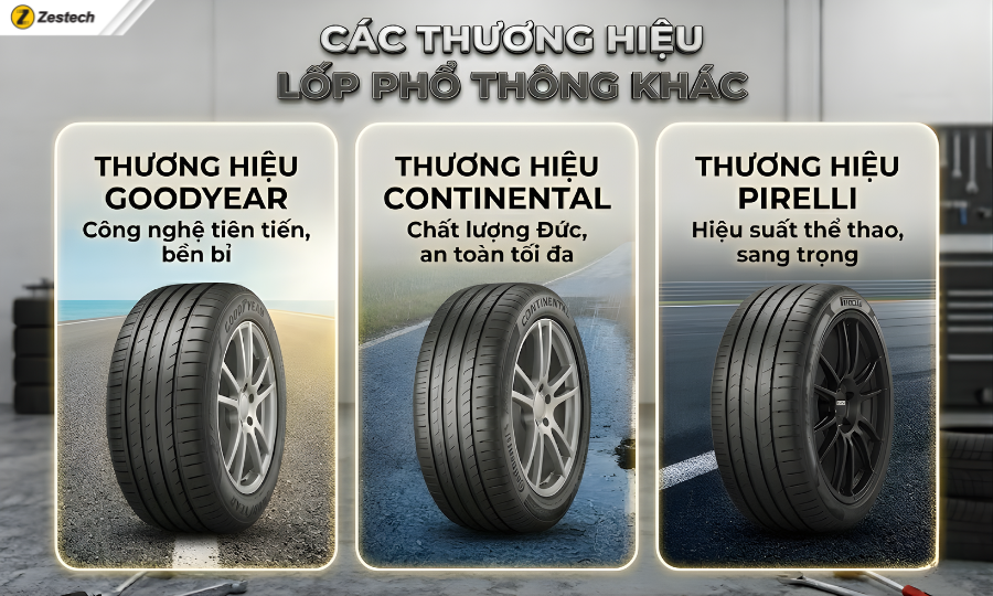 Bảng giá lốp ô tô mới nhất 2026: các loại lốp & cách chọn 9 Lốp ô tô các thương hiệu phổ thông khác