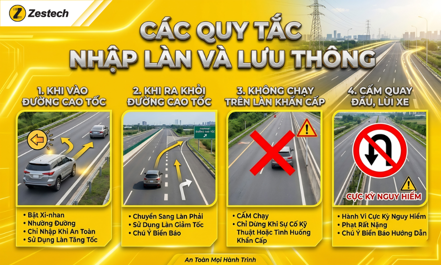 Nguyên tắc lái xe đường lên cao tốc & các quy định, biển báo khi lưu thông 2 Quy tắc nhập làn cao tốc