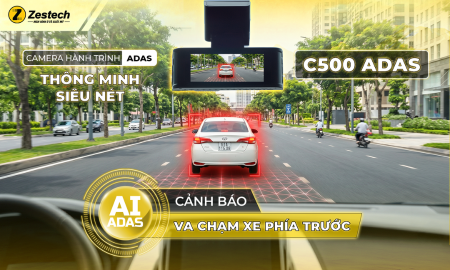 Gắn camera hành trình ở đâu? Vị trí chuẩn xác giúp lái xe an toàn 8 Camera hành trình C500 ADAS tích hợp cảnh báo va chạm phía trước