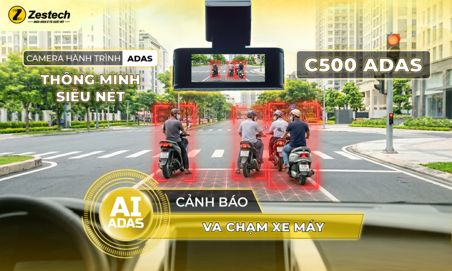 Gắn camera hành trình ở đâu? Vị trí chuẩn xác giúp lái xe an toàn 10 Camera hành trình C500 ADAS tích hợp cảnh báo va chạm xe máy