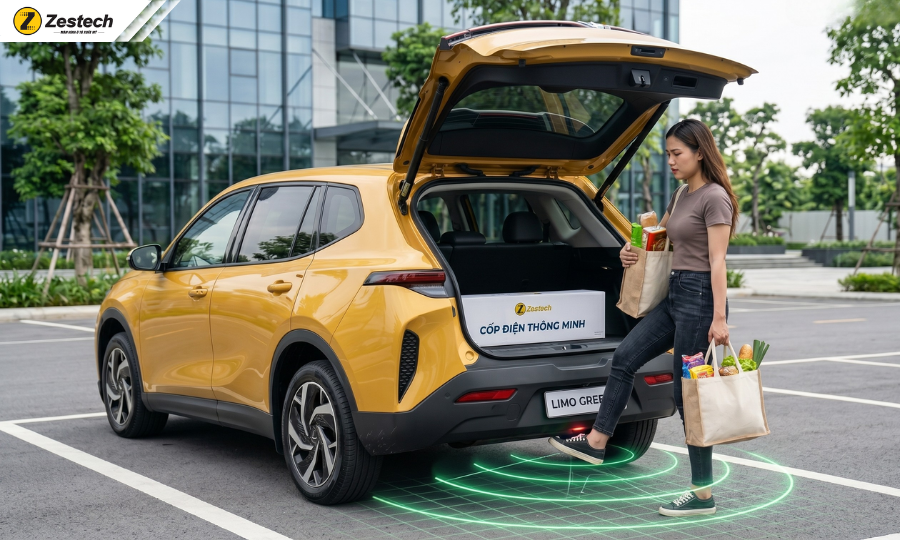Độ cốp điện VinFast Limo Green chính hãng ZCop 3 Độ cốp điện VinFast Limo Green tích hợp cảm biến đá cốp