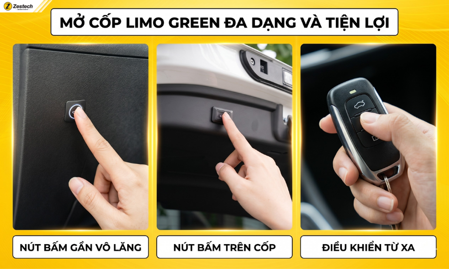 Độ cốp điện VinFast Limo Green chính hãng ZCop 4 Đóng/Mở ZCop cho VinFast Limo Green đa phương thức