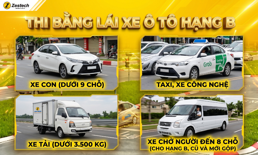 Thi bằng lái xe ô tô hạng B
