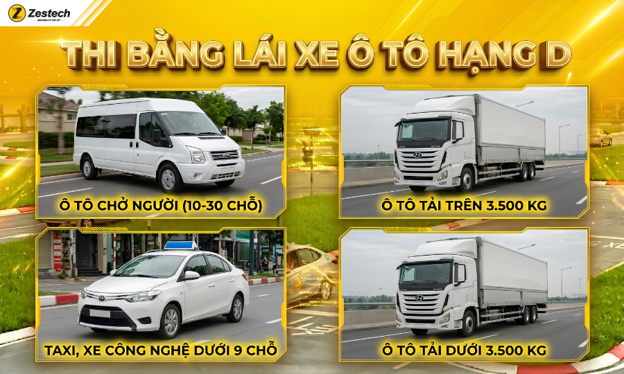 Thi bằng lái xe ô tô hạng D