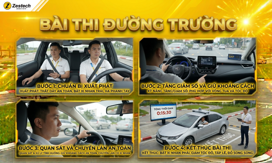 Thực hành đường trường khi thi bằng lái xe ô tô