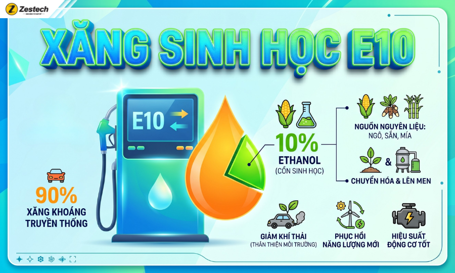 Bán xăng sinh học E10 trên toàn quốc từ 1/6/2026 3 Xăng sinh học E10 là gì