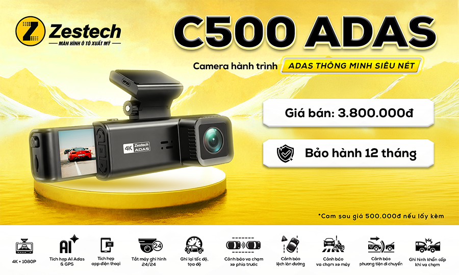 Zestech ra mắt Camera hành trình C500 ADAS thông minh siêu nét 2026