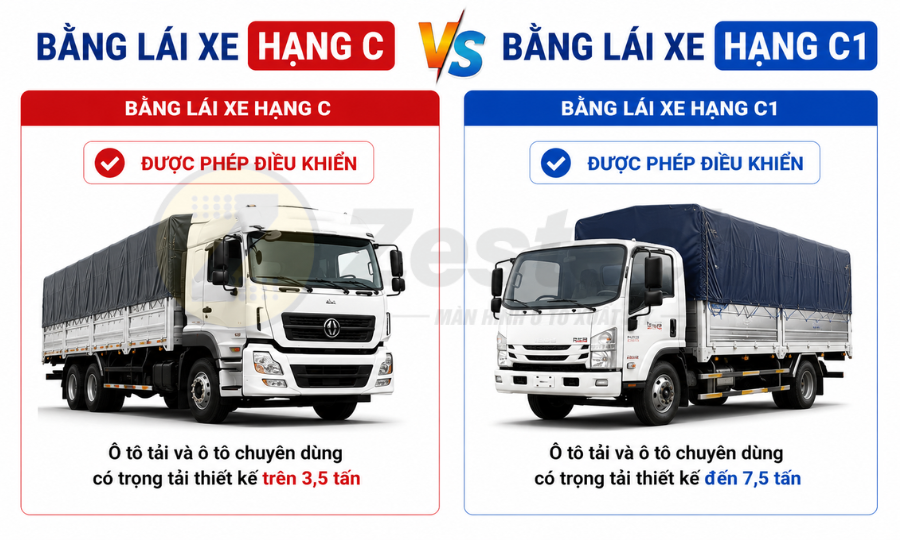 Bằng lái xe hạng C: Quy định mới từ 1/1/2025 & thủ tục từ A-Z 6 Bằng lái xe hạng C và C1