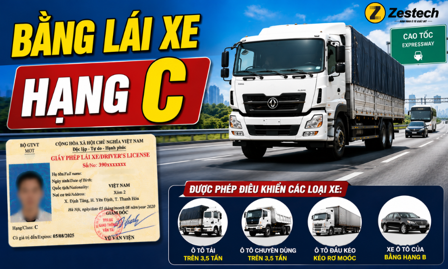 Bằng lái xe hạng C: Quy định mới từ 1/1/2025 & thủ tục từ A-Z