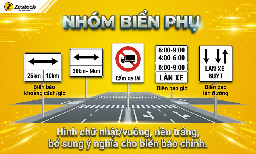 Các biển báo giao thông cần nhớ - Phân nhóm biển phụ