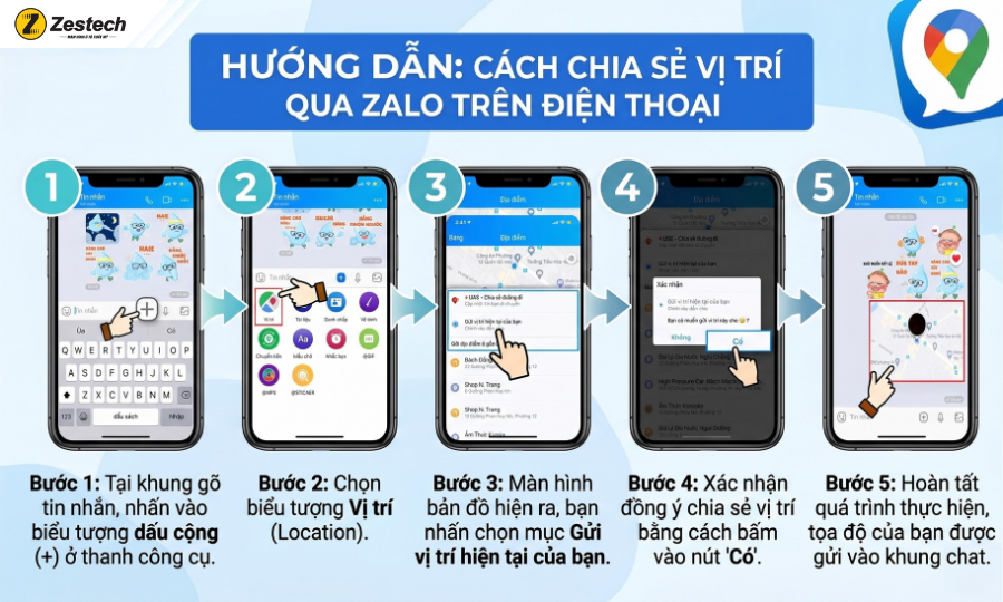 Cách gửi định vị qua Zalo bằng cách chia sẻ vị trí hiện tại