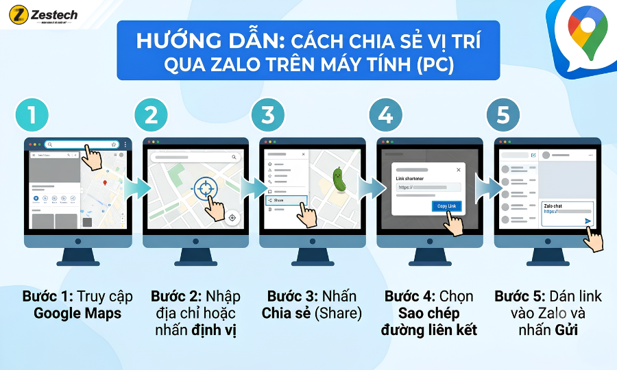 Hướng dẫn cách gửi định vị trên Zalo bằng máy tính