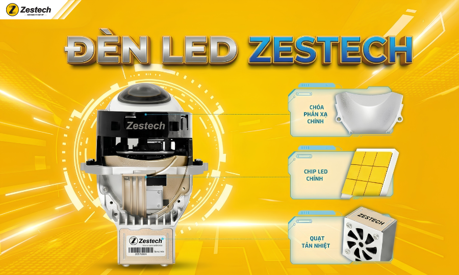 Đèn LED ô tô siêu sáng và bảng giá độ đèn mới nhất 2026 4 Đèn bi LED ô tô Zestech