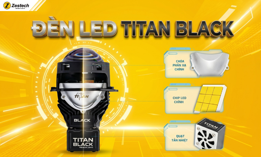 Đèn LED ô tô siêu sáng và bảng giá độ đèn mới nhất 2026 8 Đèn LED ô tô Titan Black