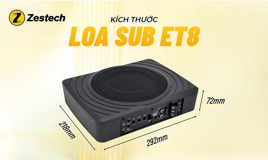Kích thước loa sub trầm Zestech ET8