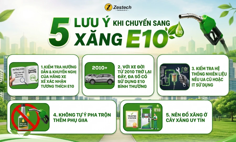 Các loại nhiên liệu ô tô phổ biến hiện nay 8 Lưu ý khi chuyển sang xăng E10