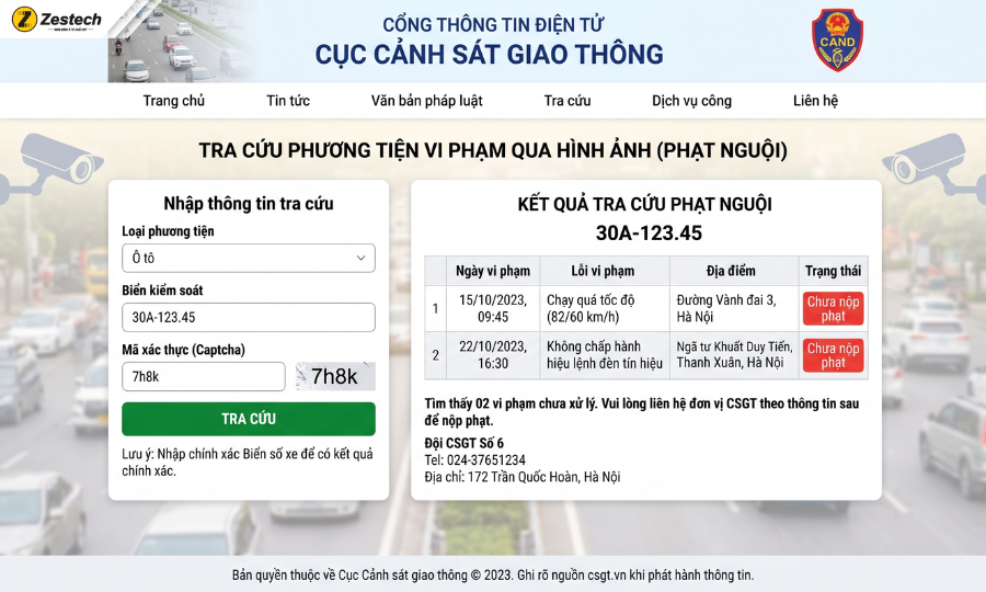 Danh sách 1000+ điểm lắp Camera giao thông Hà Nội cập nhật 6 Tra cứu trực tuyến trên Website Cục CSGT
