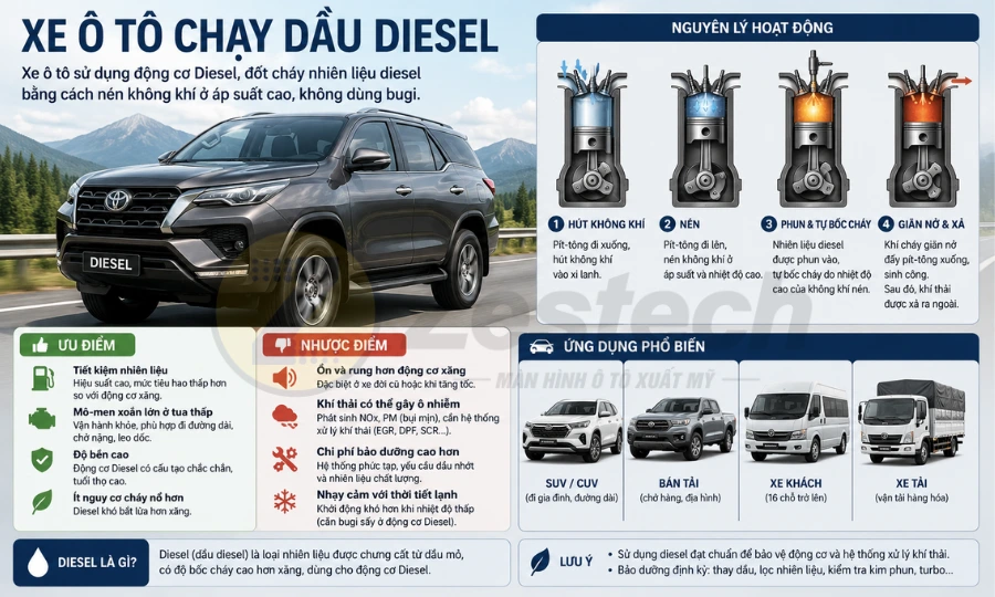 Các loại nhiên liệu ô tô phổ biến hiện nay 4 Xe ô tô chạy dầu diesel