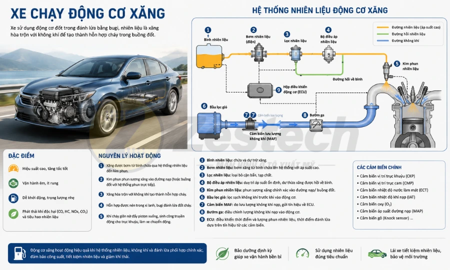 Các loại nhiên liệu ô tô phổ biến hiện nay 3 Xe ô tô chạy nhiên liệu xăng