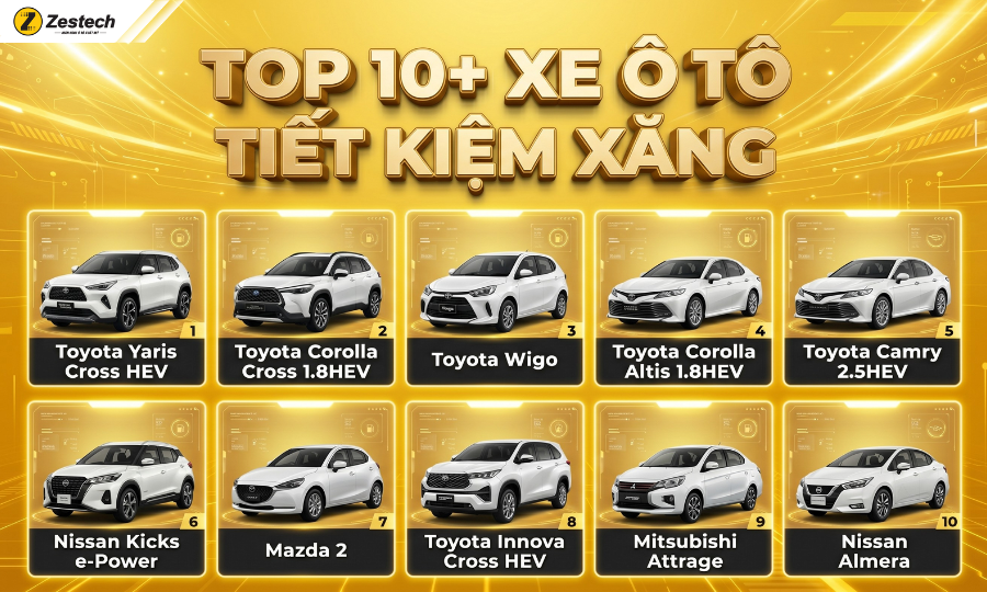 Top 10+ dòng xe ô tô tiết kiệm xăng 2026 đáng mua nhất