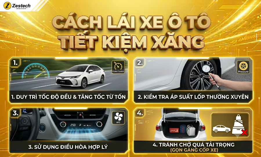 Hướng dẫn lái xe ô tô tiết kiệm xăng an toàn