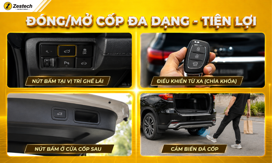 Cốp điện ZCOP - Đóng/Mở với 4 cách tiện lợi