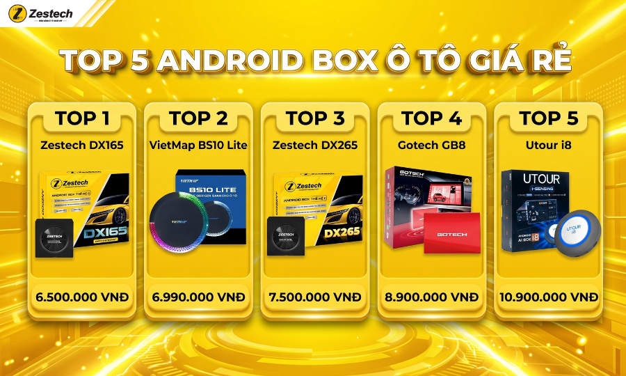 Top 5 Android Box ô tô giá rẻ, hiệu năng cao 2026