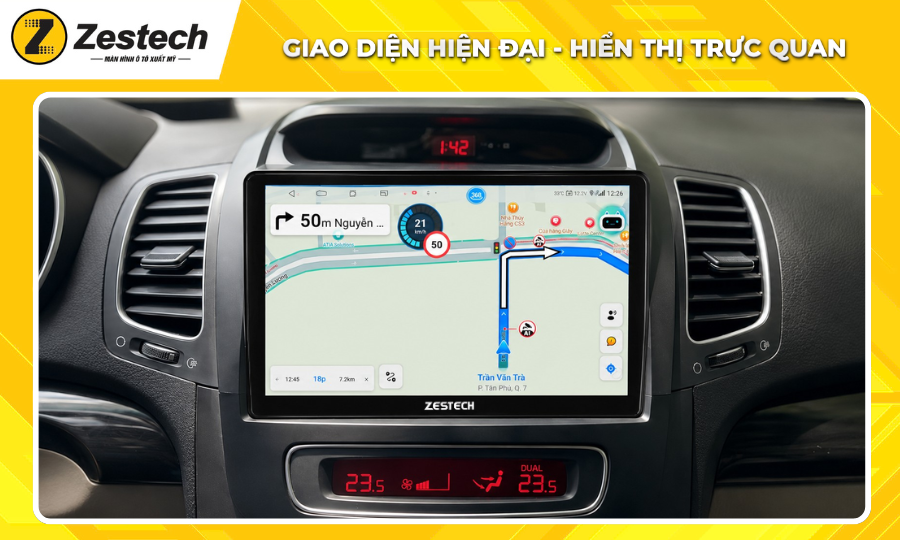 Mua Zestech tặng bản đồ online AI & sim 4G tốc độ cao 2 Bản đồ Online AI - Giao diện hiện đại, hiển thị trực quan