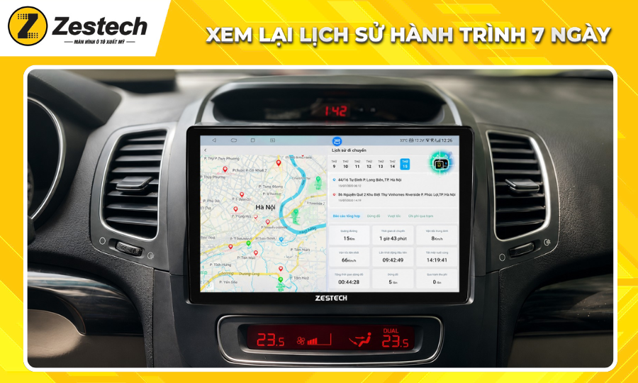 Mua Zestech tặng bản đồ online AI & sim 4G tốc độ cao 7 Bản đồ Online AI-Xem lại hành trình di chuyển