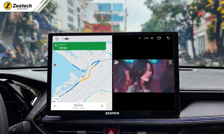Hướng dẫn từ A-Z cách dùng các tính năng màn hình Android ô tô 2026 8 Tính năng màn hình Android ô tô-Chia đôi màn hình