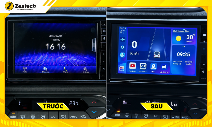 Trước và sau khi lắp đặt Android Box cho Honda BR-V 2023. 2024, 2025