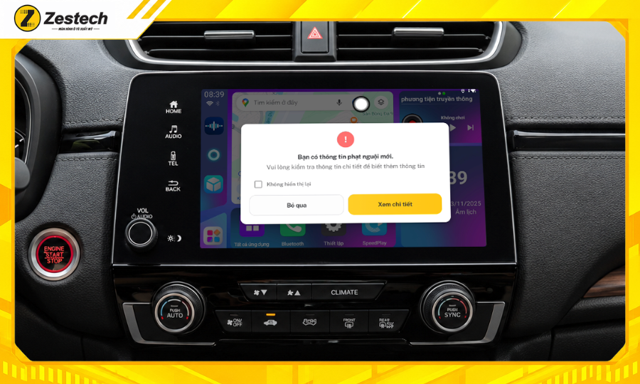 Android Box ô tô cho CR-V 2018-2022 tự động thông báo phạt nguội khi nổ máy xe