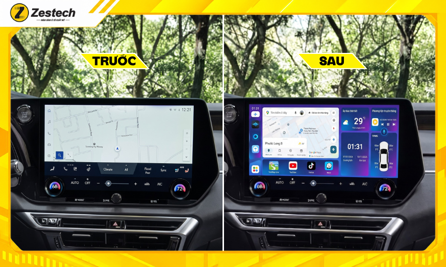 Android Box ô tô cho Lexus RX350 3 Trước và sau khi nâng cấp Android Box cho xe Lexus RX350