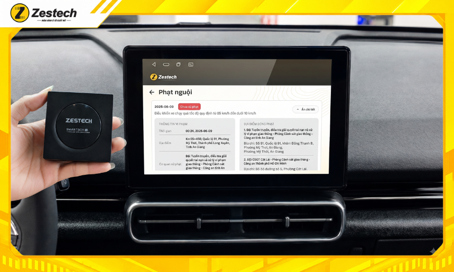 Android Box ô tô cho xe VinFast MPV7 tự động thông báo phạt nguội