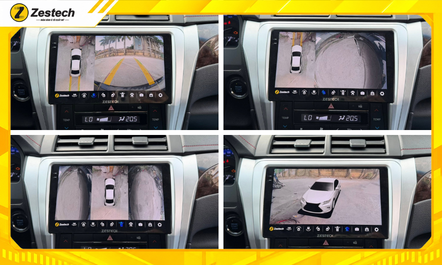 Màn hình ô tô Android cho xe Toyota Camry 6 Hệ thống Camera 360 trên màn hình ô tô Android cho xe Toyota Camry