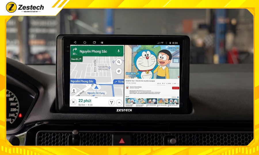 Màn hình Android ô tô cho Honda Civic - Chạy đa nhiệm ứng dụng