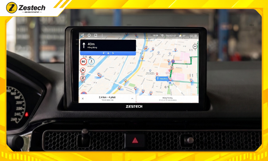 Màn hình Android ô tô cho Honda Civic bản đồ cảnh báo giao thông