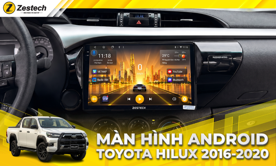 Lắp đặt màn hình Android ô tô cho xe Hilux 2016-2020 chính hãng